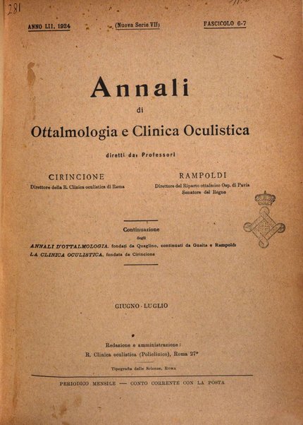 Annali di ottalmologia e clinica oculistica