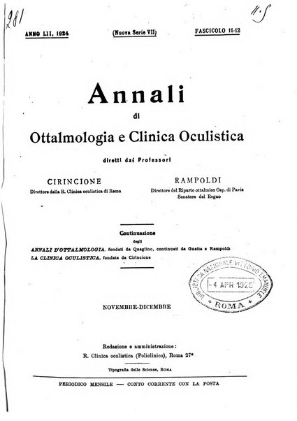 Annali di ottalmologia e clinica oculistica