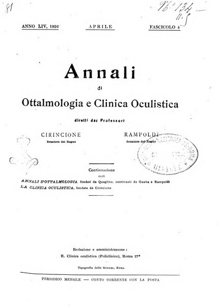 Annali di ottalmologia e clinica oculistica