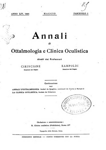 Annali di ottalmologia e clinica oculistica