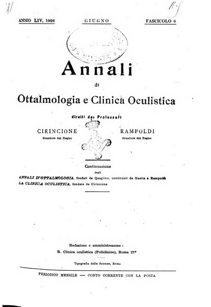 Annali di ottalmologia e clinica oculistica