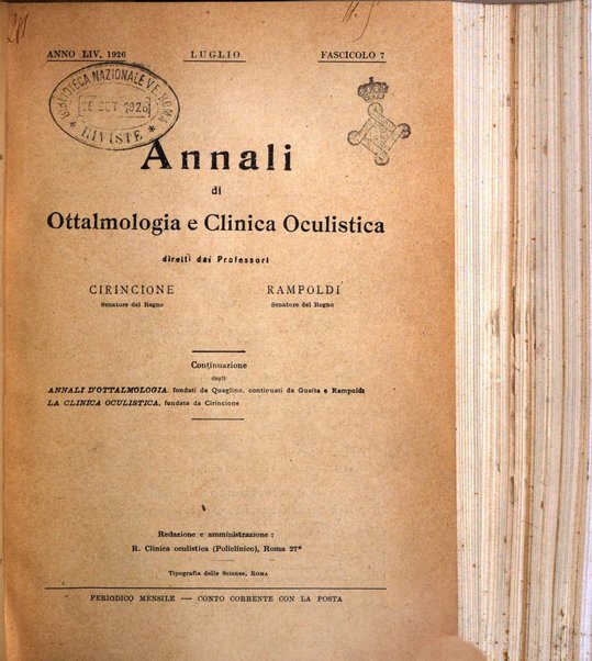 Annali di ottalmologia e clinica oculistica