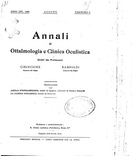 Annali di ottalmologia e clinica oculistica