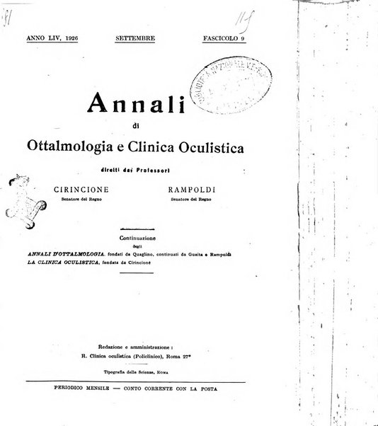 Annali di ottalmologia e clinica oculistica