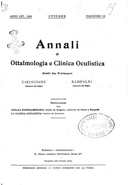 Annali di ottalmologia e clinica oculistica