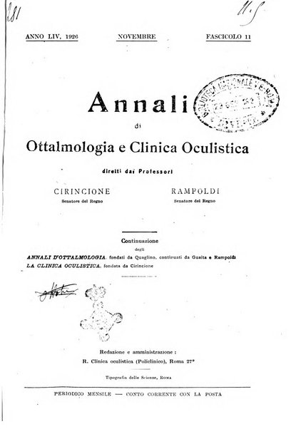 Annali di ottalmologia e clinica oculistica