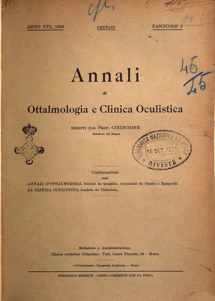 Annali di ottalmologia e clinica oculistica