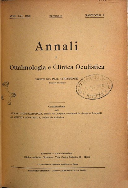 Annali di ottalmologia e clinica oculistica