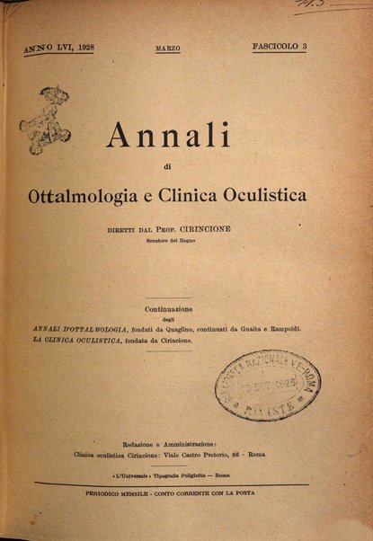 Annali di ottalmologia e clinica oculistica