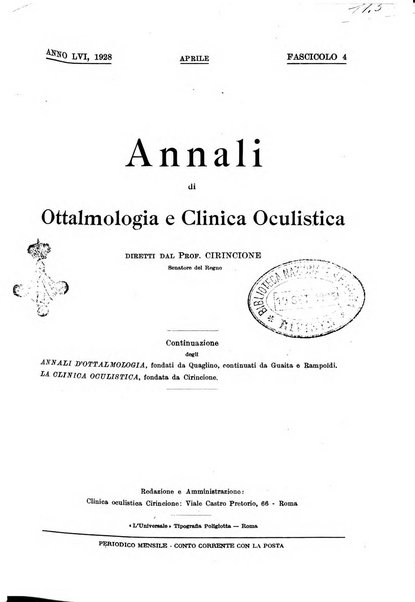 Annali di ottalmologia e clinica oculistica