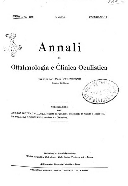 Annali di ottalmologia e clinica oculistica