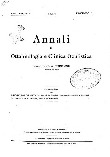 Annali di ottalmologia e clinica oculistica