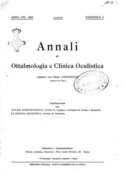 Annali di ottalmologia e clinica oculistica