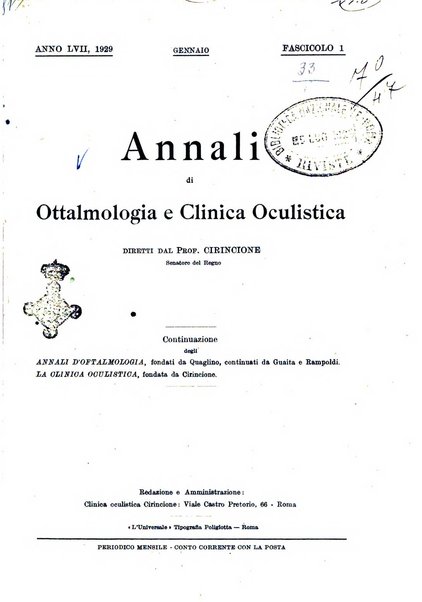 Annali di ottalmologia e clinica oculistica