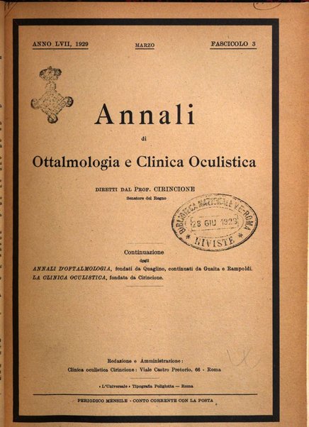 Annali di ottalmologia e clinica oculistica