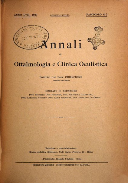 Annali di ottalmologia e clinica oculistica