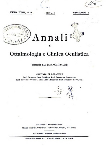 Annali di ottalmologia e clinica oculistica