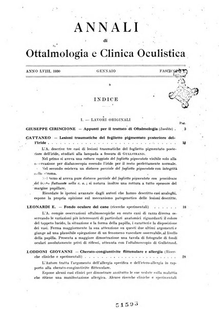 Annali di ottalmologia e clinica oculistica