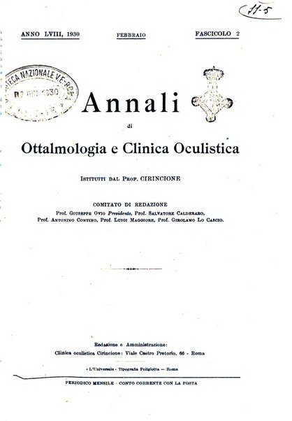 Annali di ottalmologia e clinica oculistica