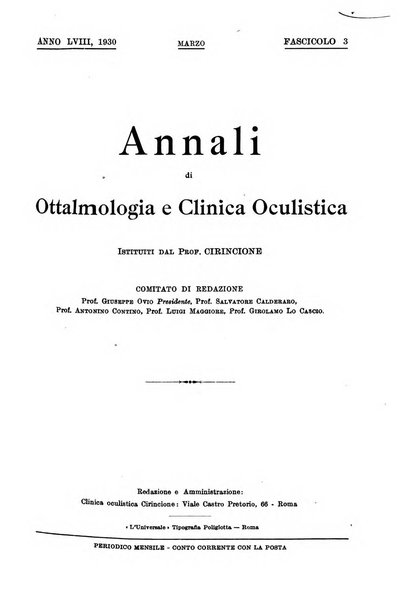 Annali di ottalmologia e clinica oculistica