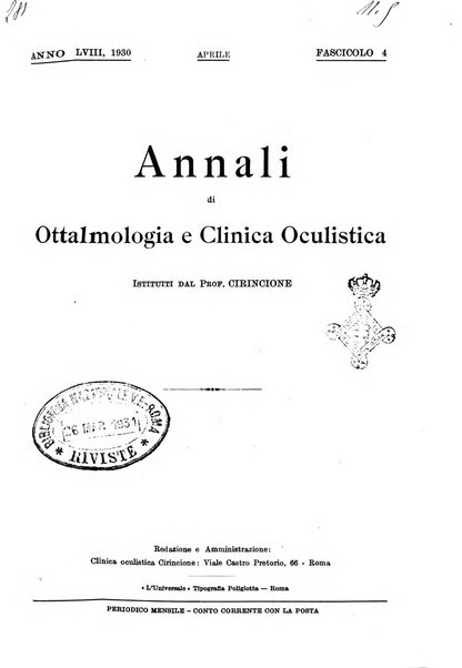 Annali di ottalmologia e clinica oculistica