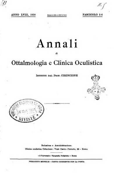 Annali di ottalmologia e clinica oculistica