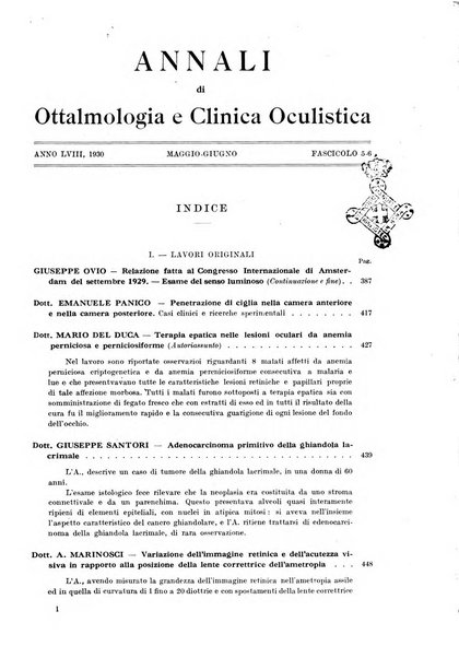 Annali di ottalmologia e clinica oculistica