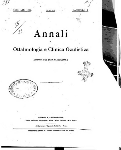 Annali di ottalmologia e clinica oculistica