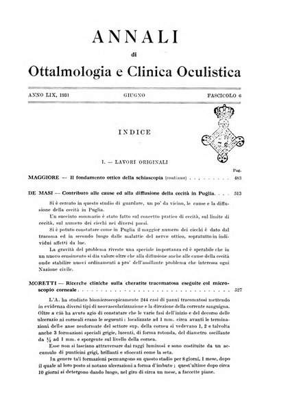 Annali di ottalmologia e clinica oculistica