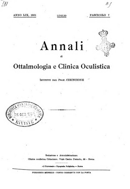 Annali di ottalmologia e clinica oculistica