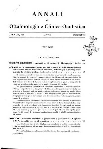 Annali di ottalmologia e clinica oculistica