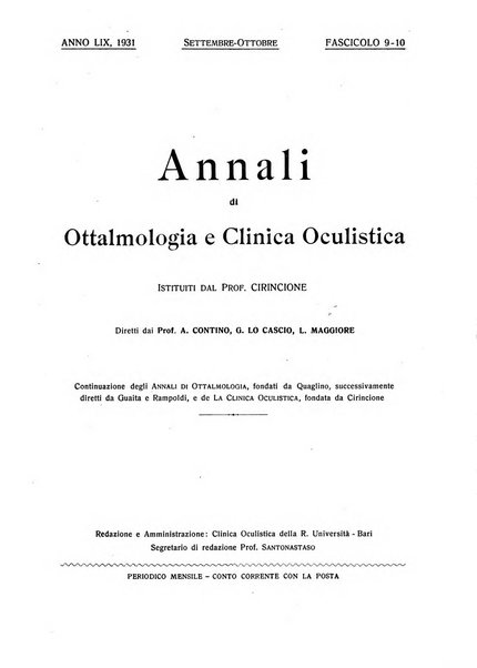 Annali di ottalmologia e clinica oculistica