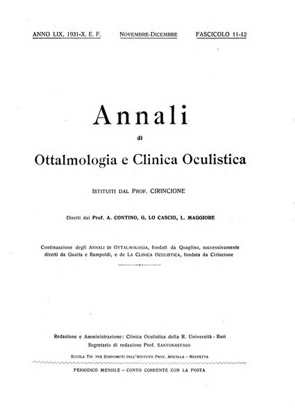 Annali di ottalmologia e clinica oculistica