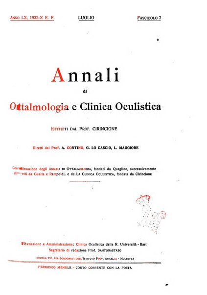 Annali di ottalmologia e clinica oculistica