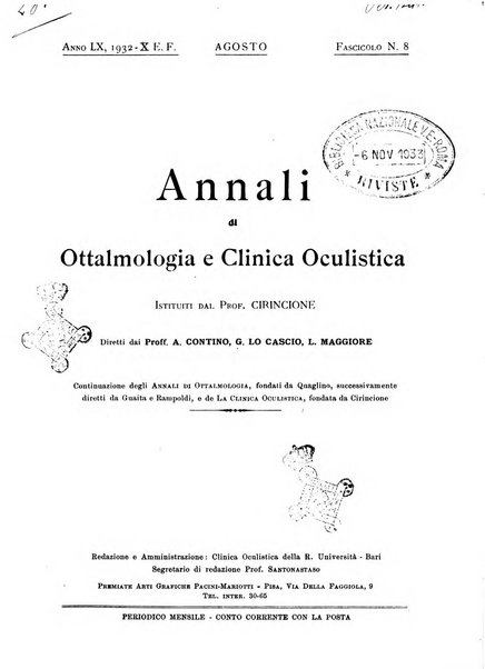 Annali di ottalmologia e clinica oculistica