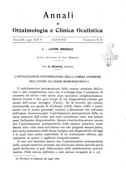 Annali di ottalmologia e clinica oculistica