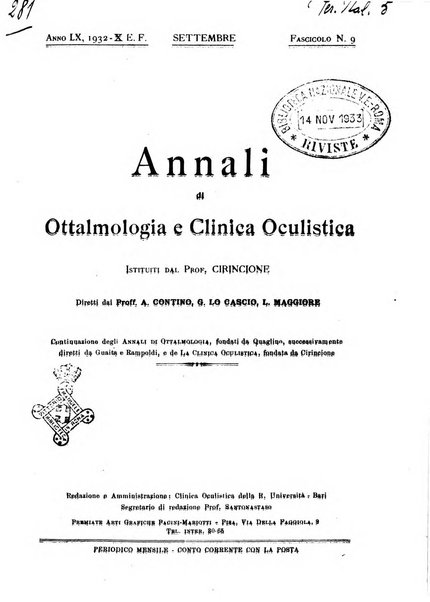 Annali di ottalmologia e clinica oculistica