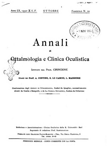 Annali di ottalmologia e clinica oculistica