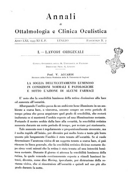 Annali di ottalmologia e clinica oculistica