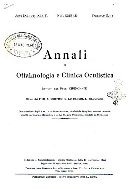 Annali di ottalmologia e clinica oculistica