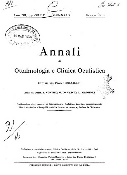 Annali di ottalmologia e clinica oculistica