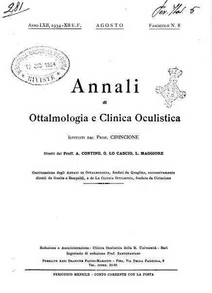 Annali di ottalmologia e clinica oculistica