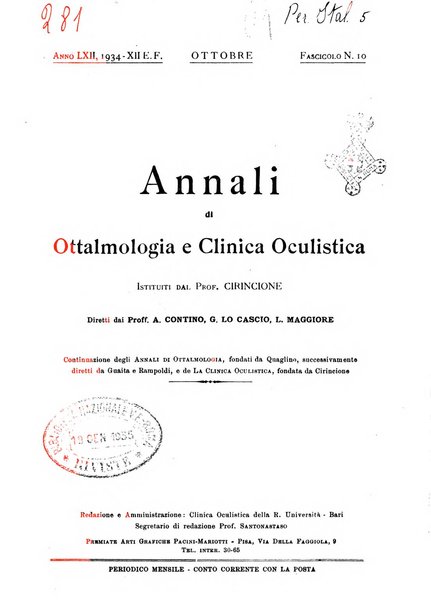 Annali di ottalmologia e clinica oculistica