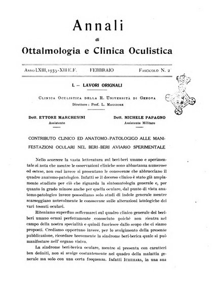 Annali di ottalmologia e clinica oculistica