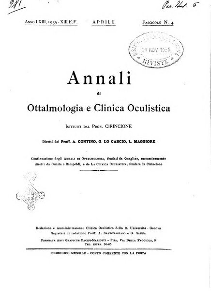 Annali di ottalmologia e clinica oculistica