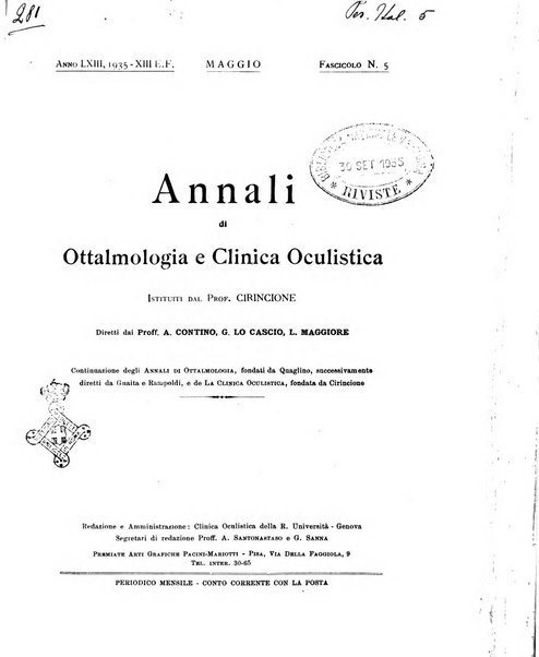 Annali di ottalmologia e clinica oculistica