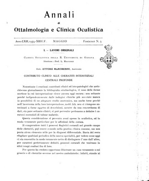 Annali di ottalmologia e clinica oculistica