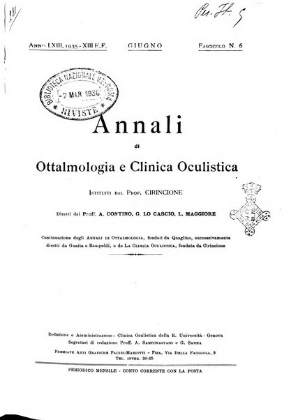 Annali di ottalmologia e clinica oculistica