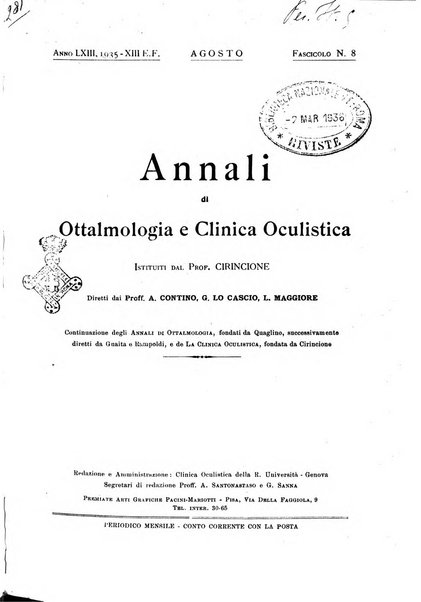 Annali di ottalmologia e clinica oculistica