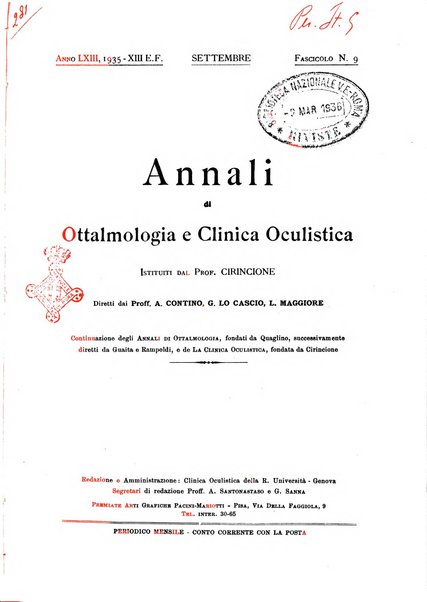 Annali di ottalmologia e clinica oculistica